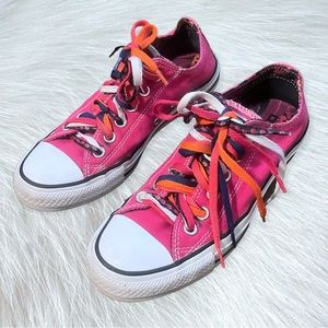 Converse Low Top Triple Lace Skull Sneakers Pink Size 7